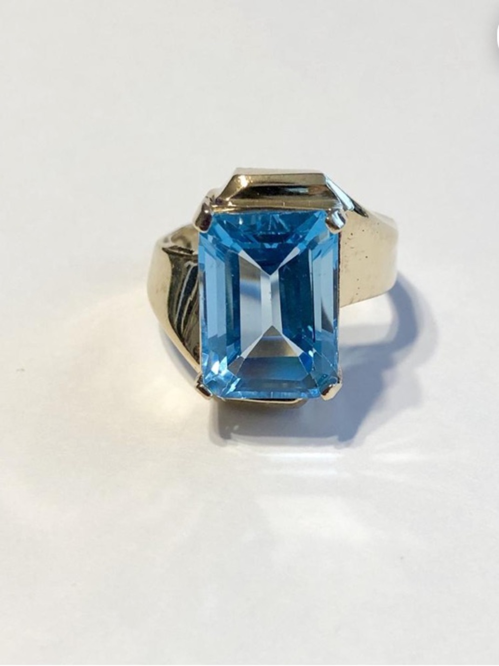 Blue Topaz Emerald-Cut Ring in 10K Gold